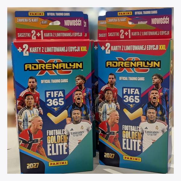 Zestawy Panini FIFA 365 Adrenalyn XL 2027 — 2 saszetki, karta z limitowanej edycji i 2 karty XXL