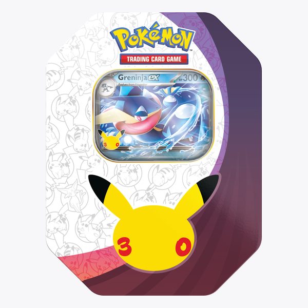 Puszka Pokémon TCG: 30th Celebration z kartą Greninja ex — wersja nocna