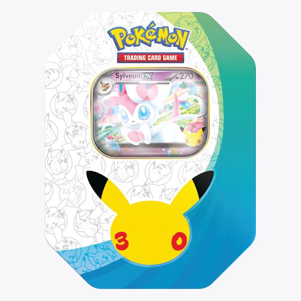 Puszka Pokémon TCG: 30th Celebration z kartą Sylveon ex — wersja dzienna