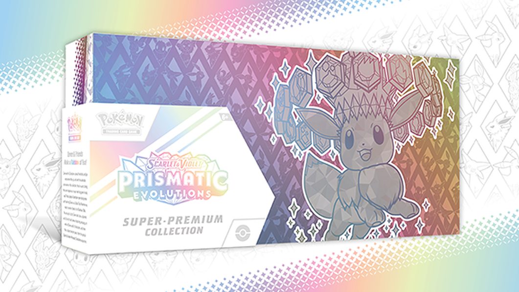 Pokémon TCG: Prismatic Evolutions Super-Premium Collection — pudełko z Eevee
